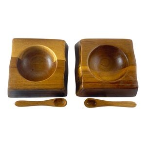 Rachael Ray Square Condiment Pinch Bowls with Spoons – Set of 2, 3.5”